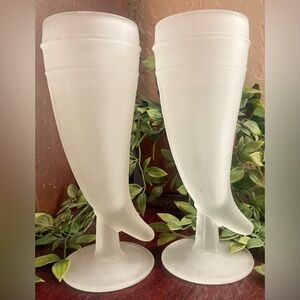 A Tiara Exclusive Horn Frosted Glasses Set Of 2 8” Tall